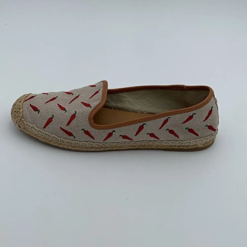 GH Bass Co chili pepper embroidered slip on espadrilles flats size 8.5